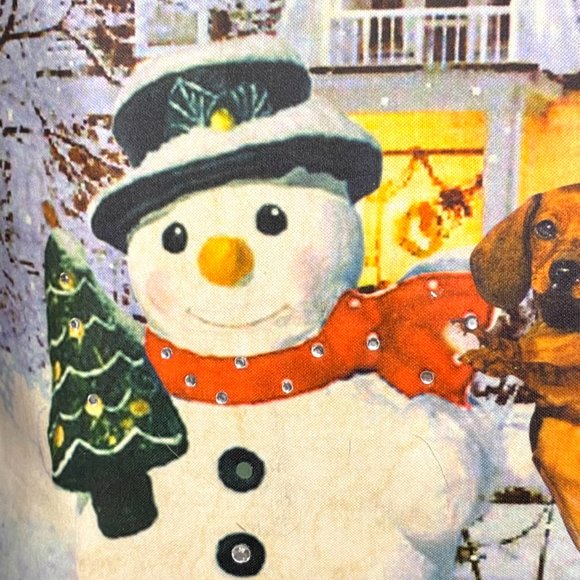 Dachshund bag with matching wallet, Christmas doxie with snowman friend - Picture 5 of 15
